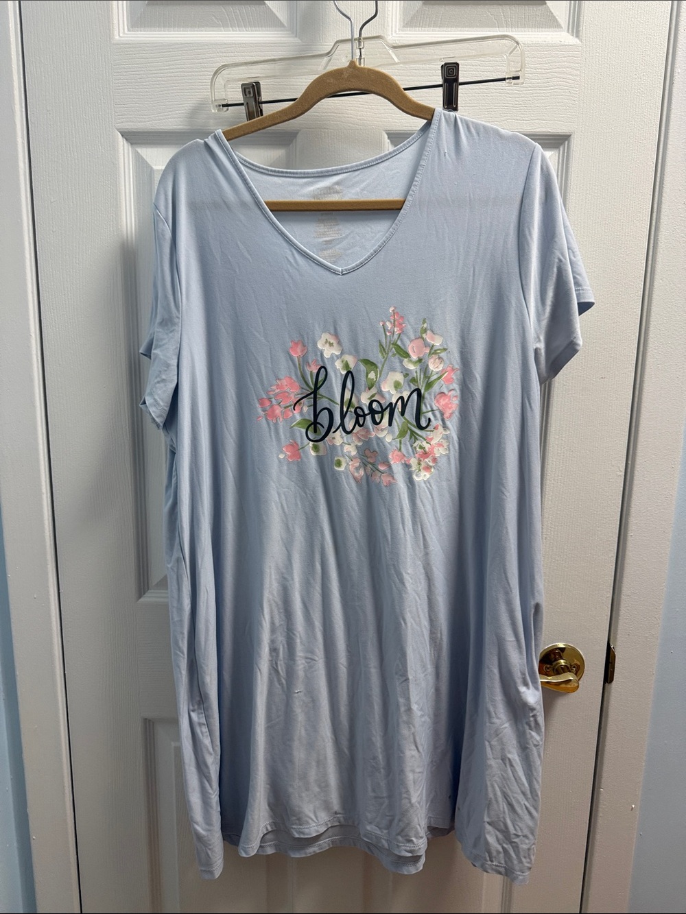 croft & barrow Light Blue V-Neck Sleep Top